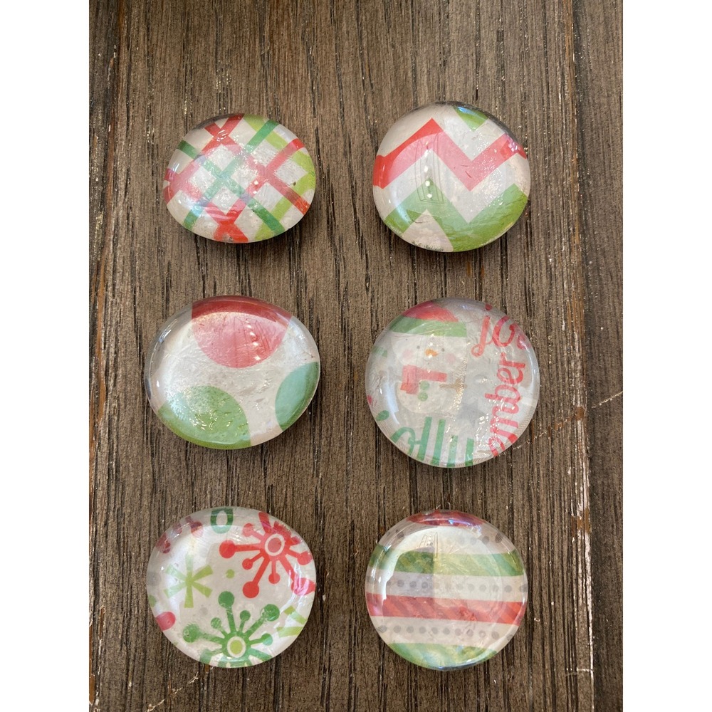 Christmas Glass Magnets Set of 6